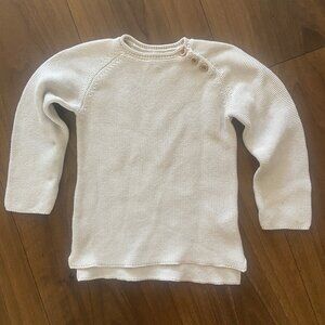Zara Girls Ivory Cotton Button Sweater - Size 4/5